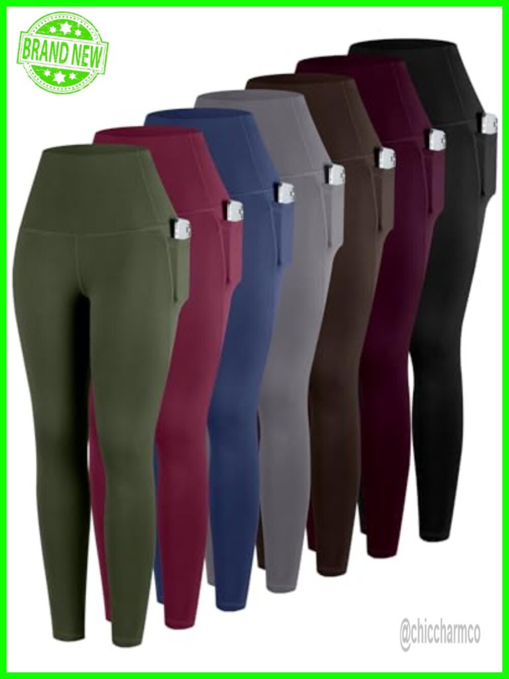 High Waisted Tummy Control Leggings with Pockets 7 Pack Yoga Pants